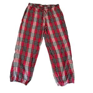 Life is Good Red Black White Cozy Soft Plaid Flannel Unisex  Pajama Pants M
